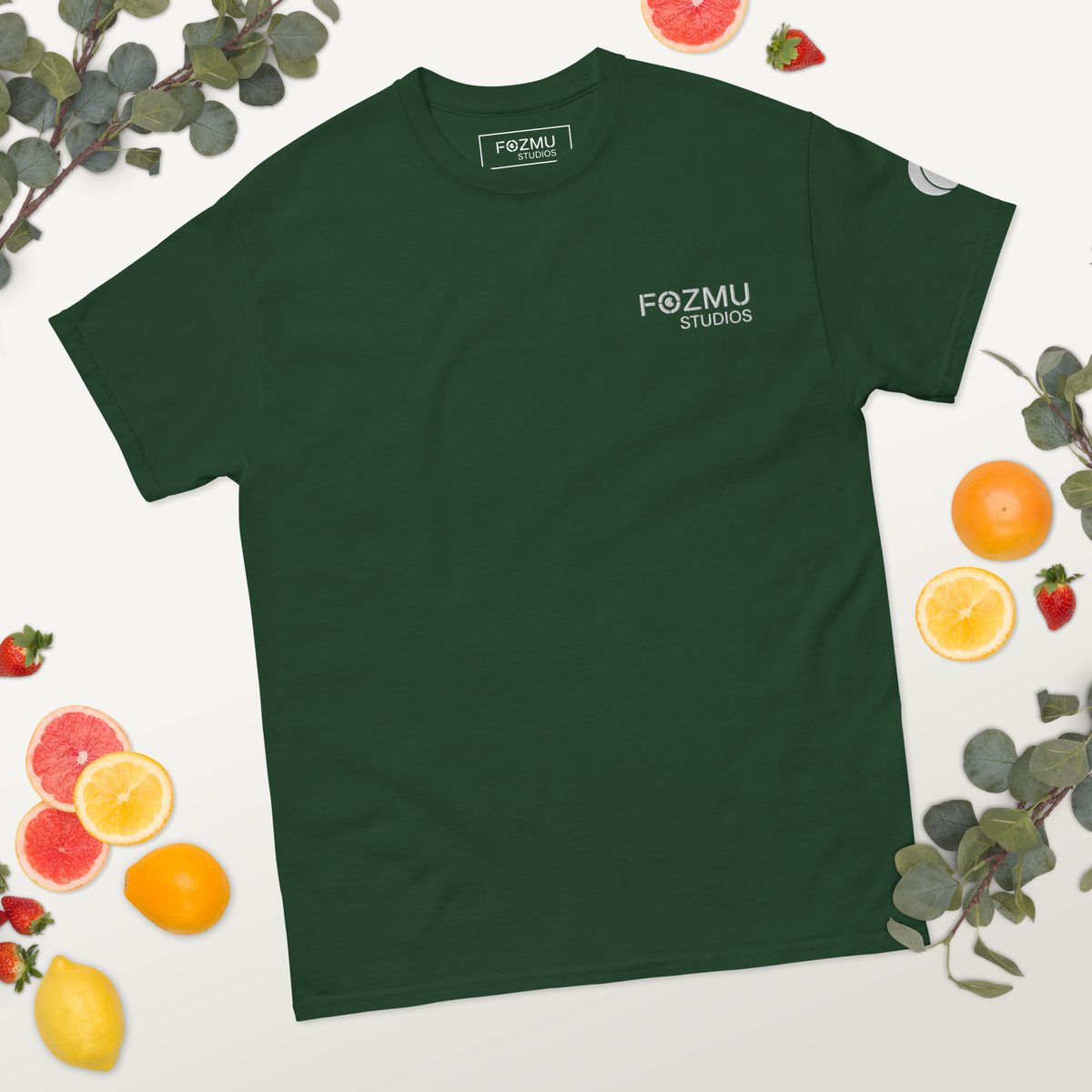 Unisex Classic Tee in Forest Green, still life