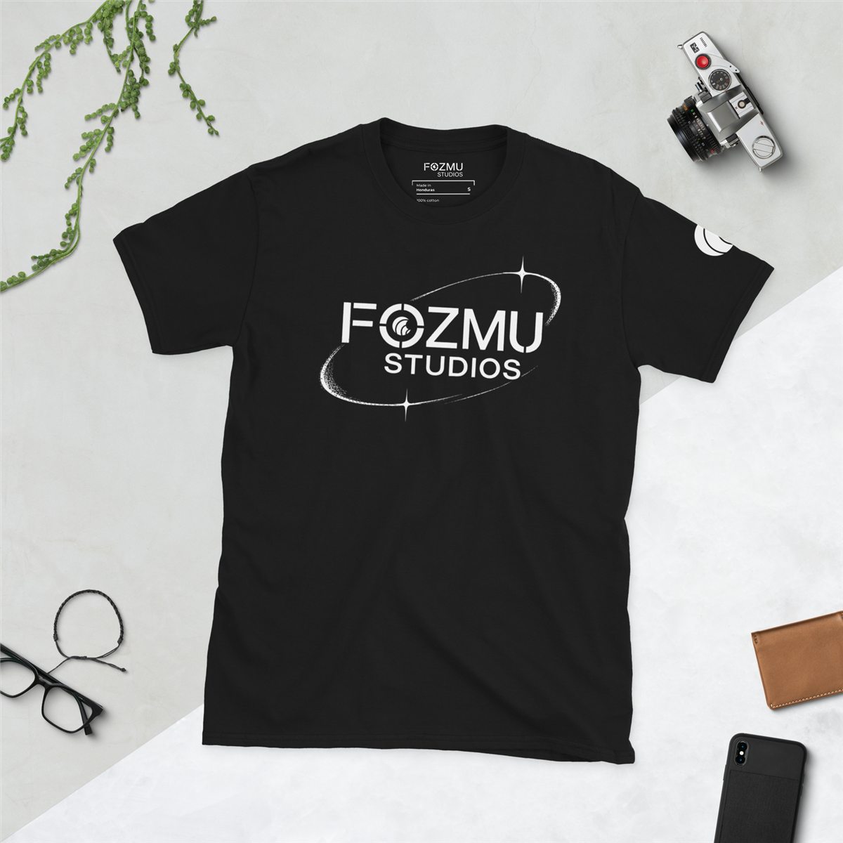 Short-Sleeve Unisex T-Shirt in Black, still life